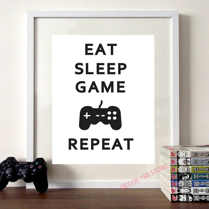 Video Game Prints Black White Posters Teen Boy Bedroom Decor